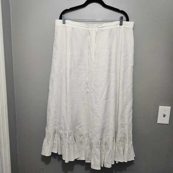 Liz Claiborne Dresses & Skirts - Liz Claiborne Cream 100% Linen Maxi Skirt Size 16 Costal Vacation